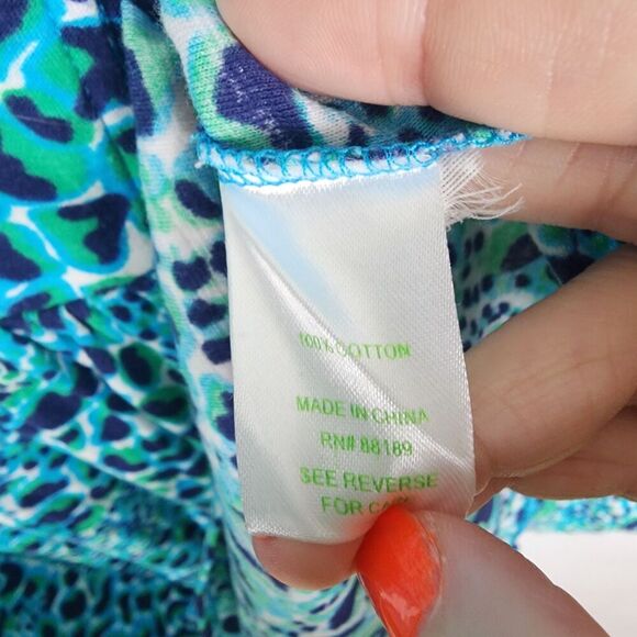 Lilly Pulitzer Blue Turquoise White Leopard Animal Print Dress Small Size Small - Picture 4 of 6